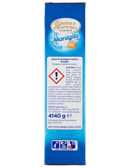 Spuma Di Sciampagna Detersivo Lavatrice In Polvere - Fusto 4140g - Marsiglia